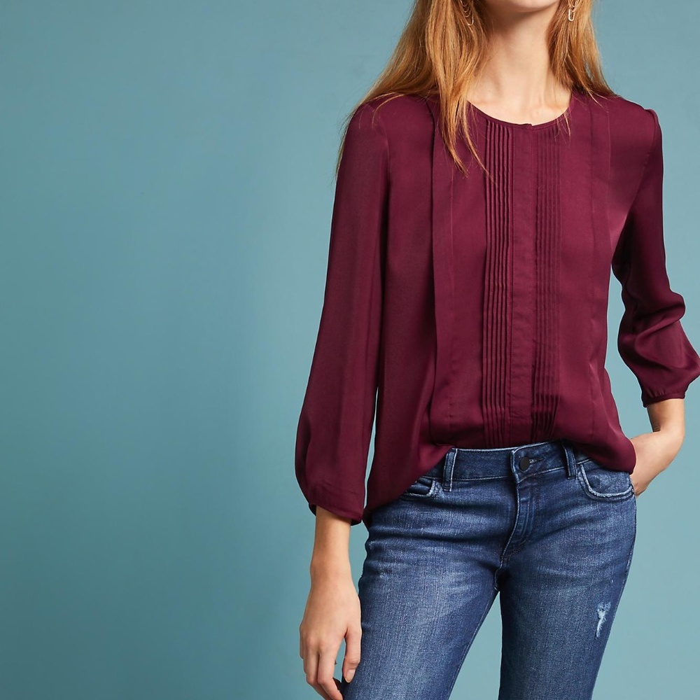 Anthropologie Woven Tuxedo Shirt- Dolan Left Coast